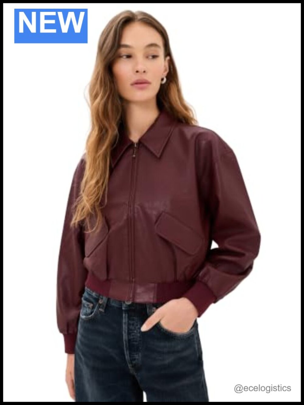 Good American Cropped Bomber Jacket Faux Leather